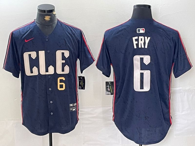 Men Cleveland Indians #6 Fry Blue City Edition Nike 2024 MLB Jersey style 3->cleveland indians->MLB Jersey
